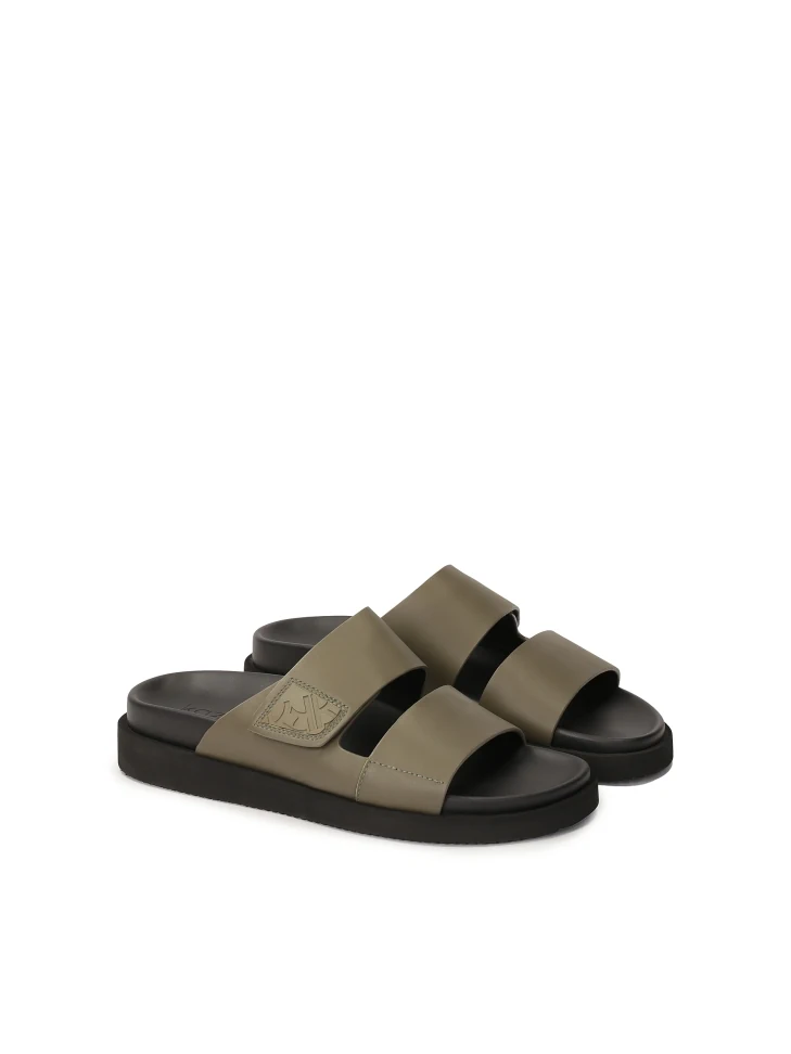 Kazar Khaki Slides With Two Straps
