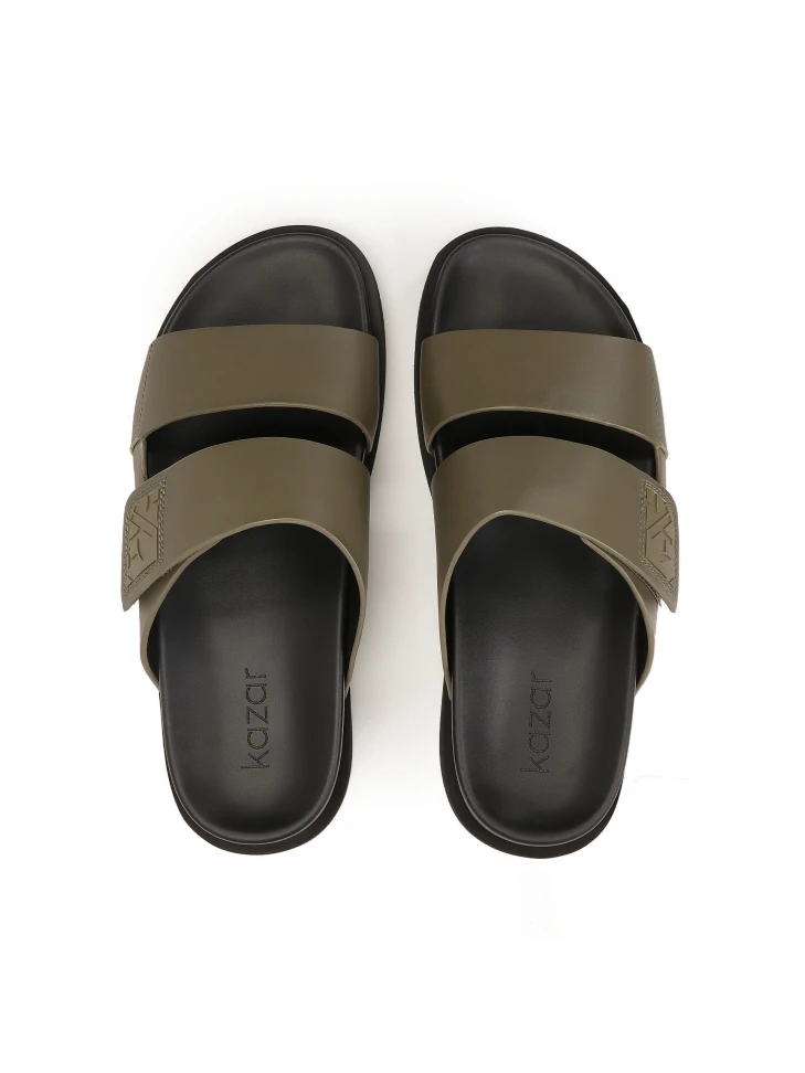Kazar Khaki Slides With Two Straps