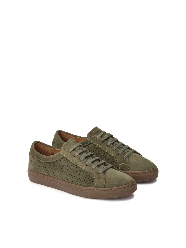 Kazar Khaki Sneakers With Punched Upper