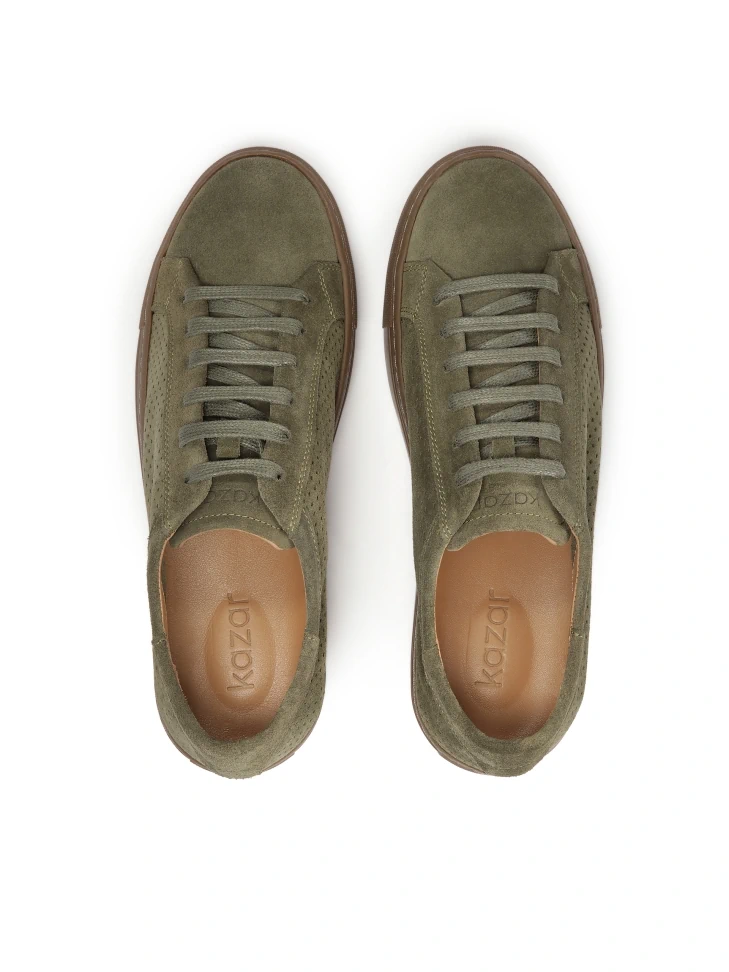 Kazar Khaki Sneakers With Punched Upper