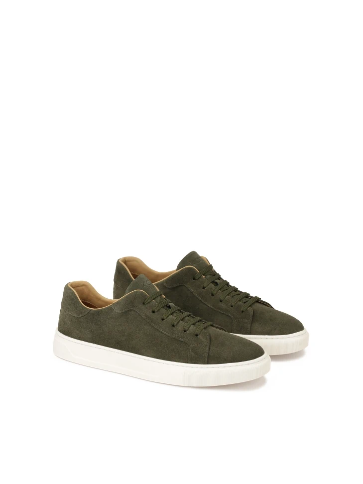 Kazar Khaki Suede Sneakers On A White Sole
