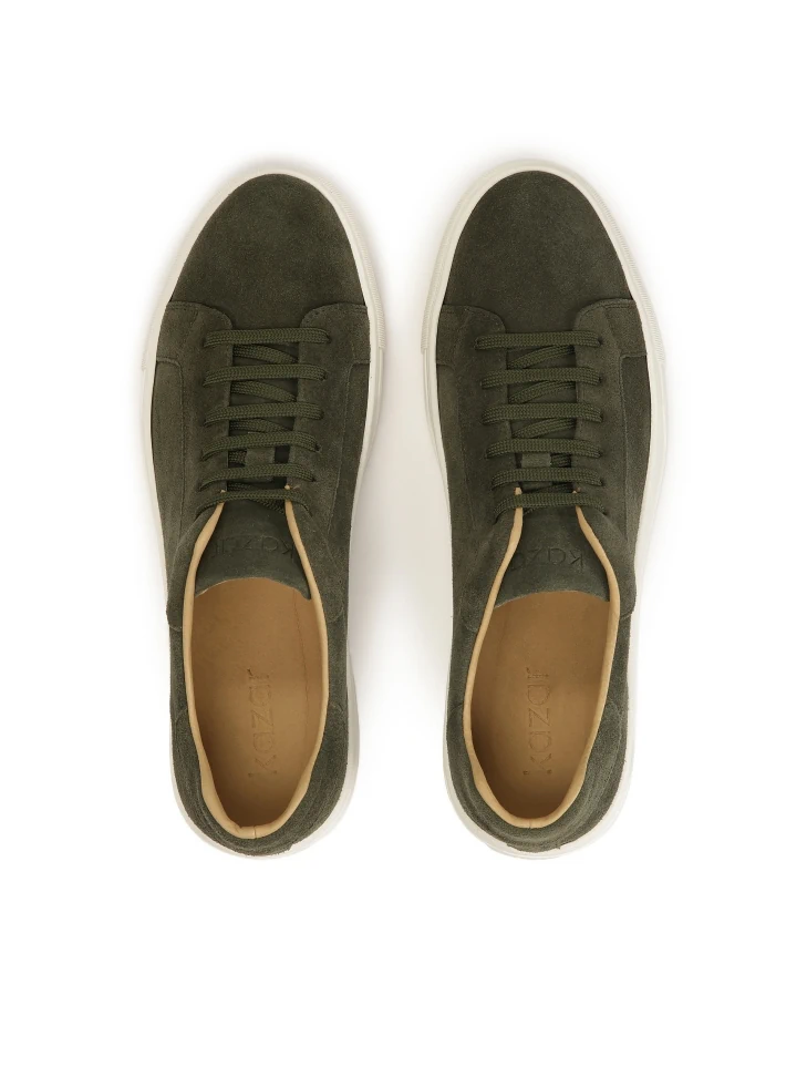 Kazar Khaki Suede Sneakers On A White Sole