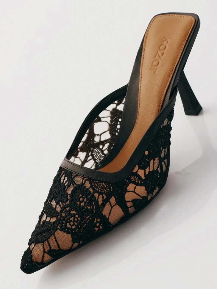 Kazar Lace Heeled Mules