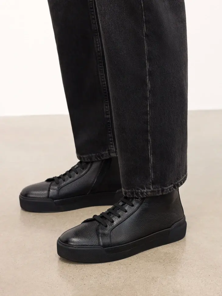 Kazar Lace-up Black Leather Sneakers