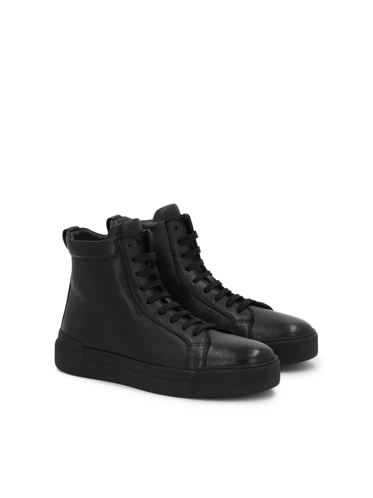 Kazar Lace-up Black Leather Sneakers