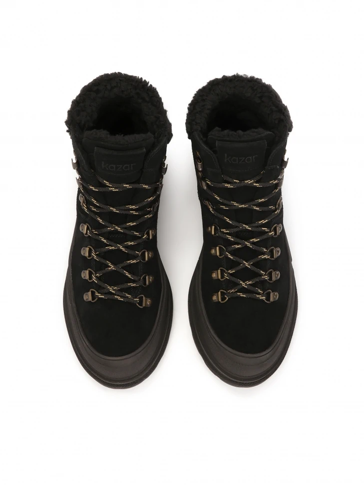 Kazar Lace-up Boots In Black Suede