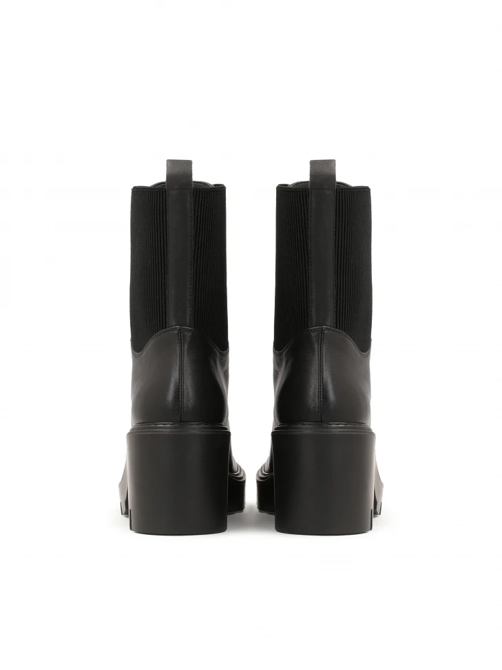 Kazar Laced Leather Booties With A Thick Heel