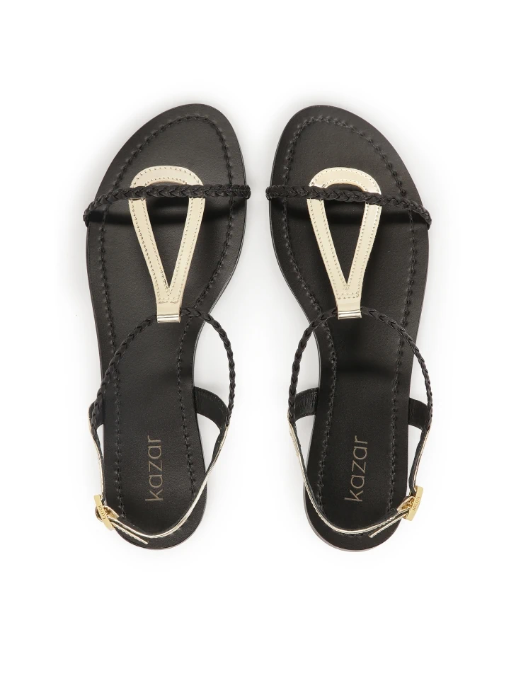 Kazar Ladies' Black And Gold Sandals