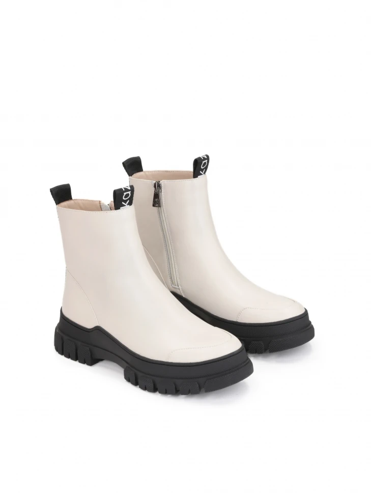 Kazar Ladies’ Black And White Leather Ankle Boots