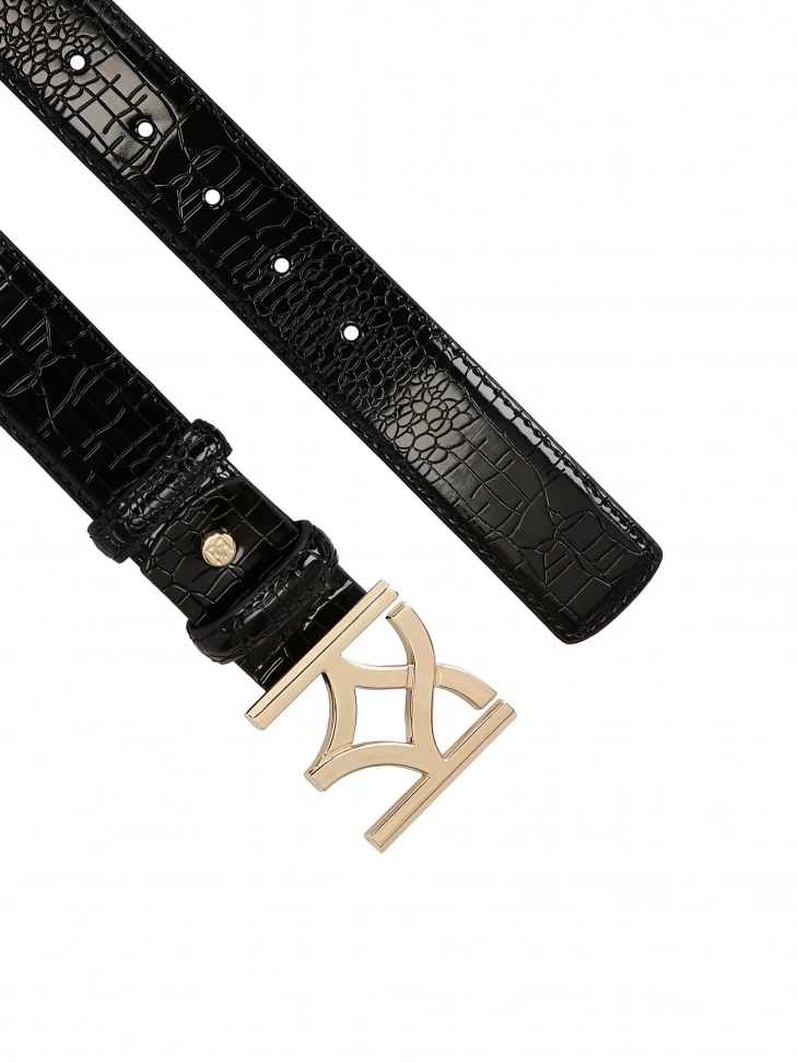 Kazar Ladies' Black Embossed Leather Belt