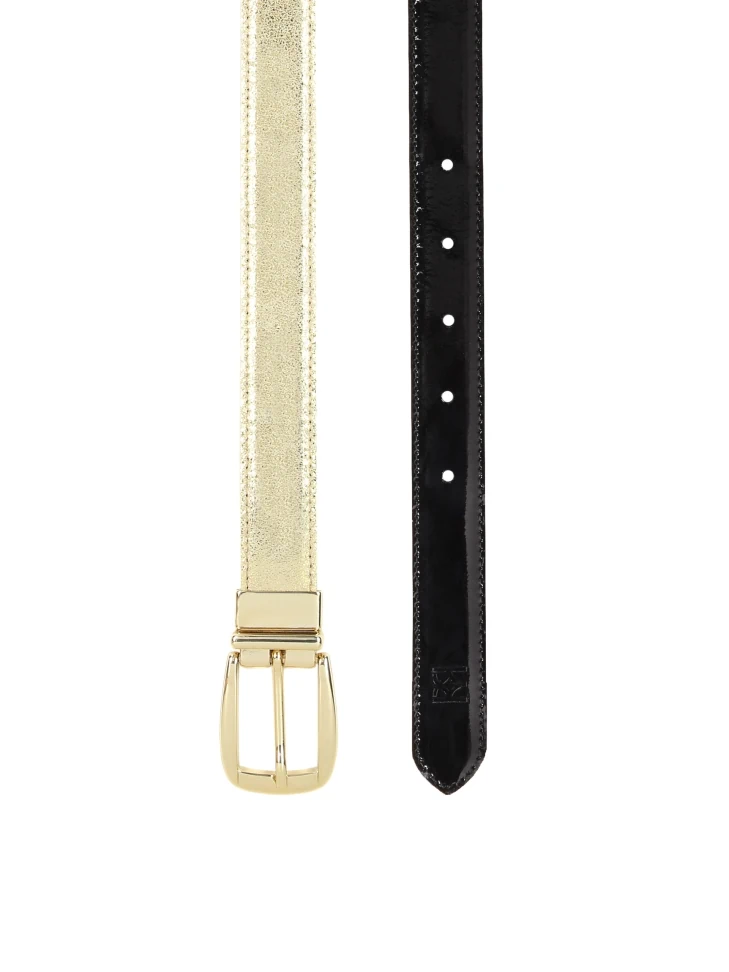 Kazar Ladies' Golden And Black Reversible Belt