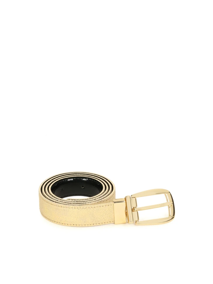 Kazar Ladies' Golden And Black Reversible Belt
