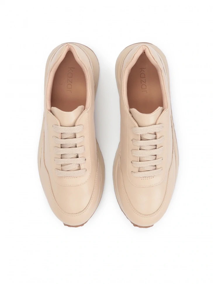 Kazar Ladies’ Light Beige Leather Sneakers