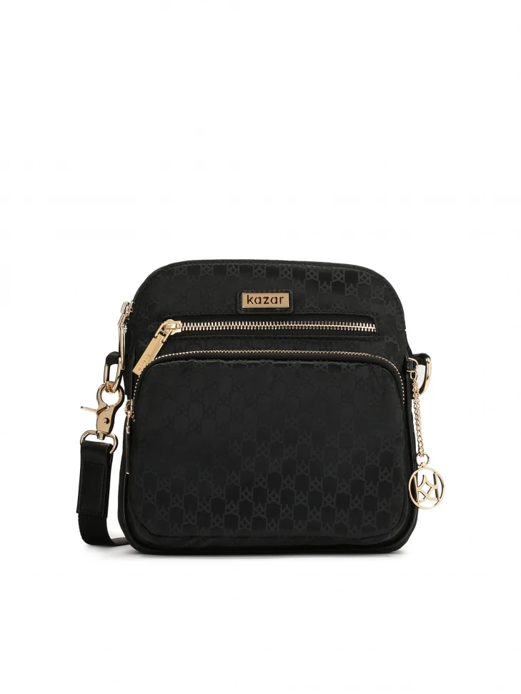 kazar Ladies versatile black fabric messenger bag
