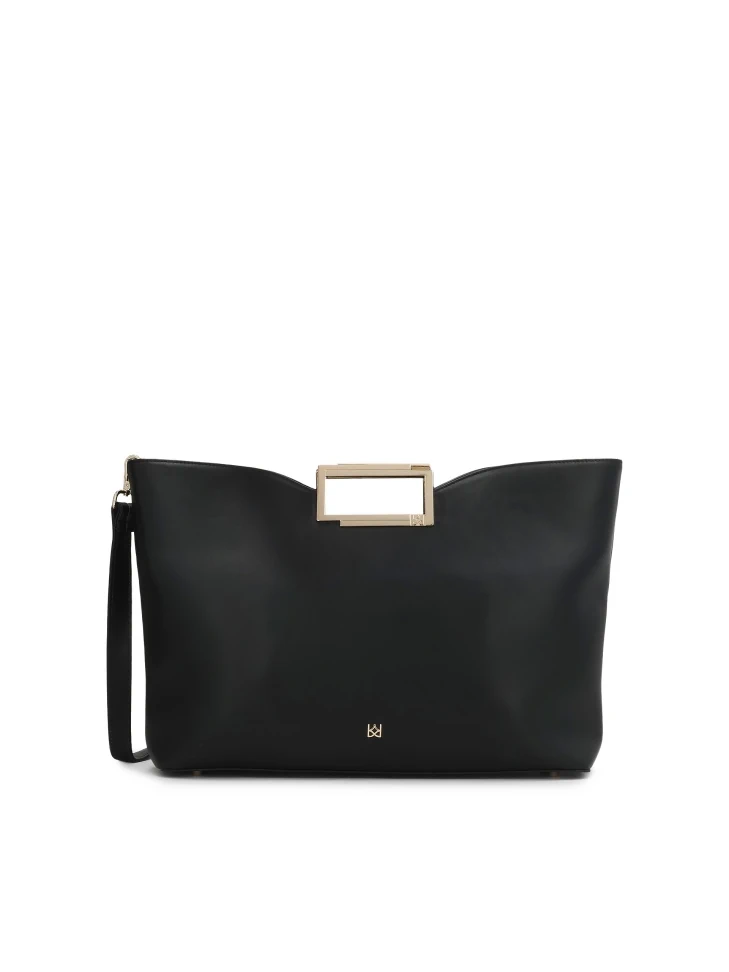 kazar Large black handbag with a regular shape