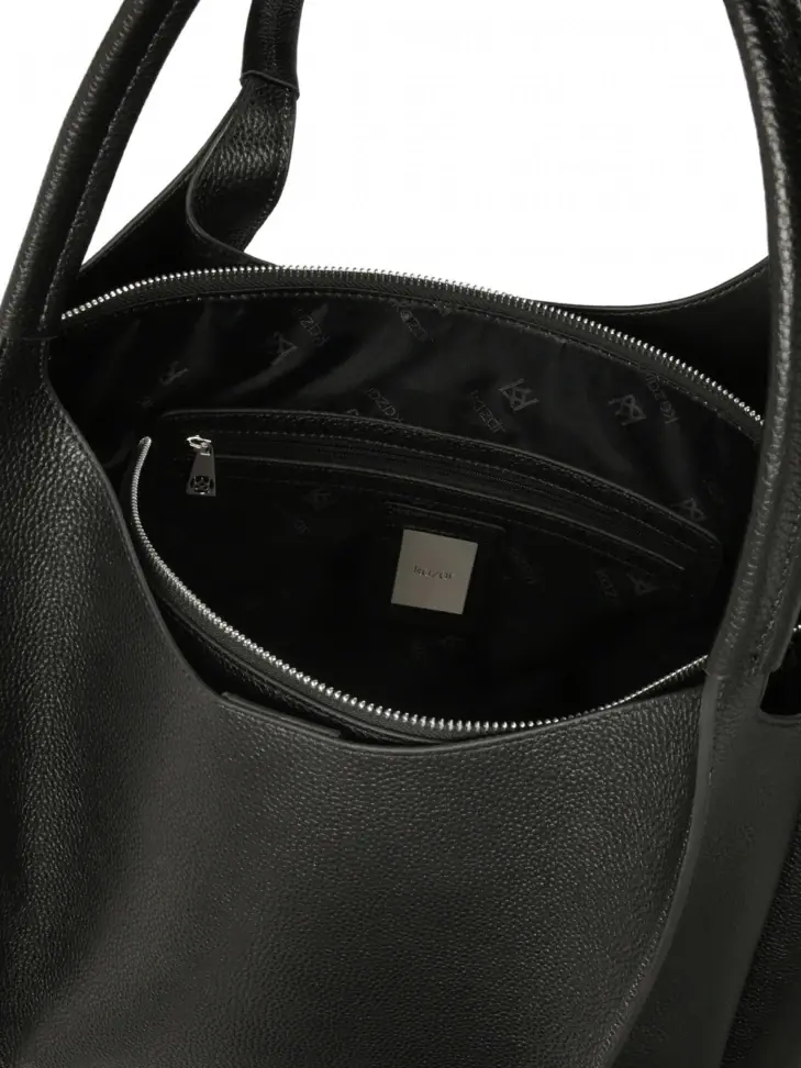 Kazar Large Black Handbag With Silver Hardware