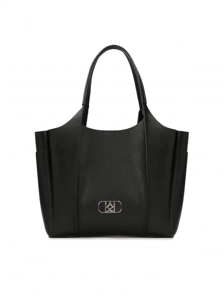 kazar Large black handbag with silver hardware