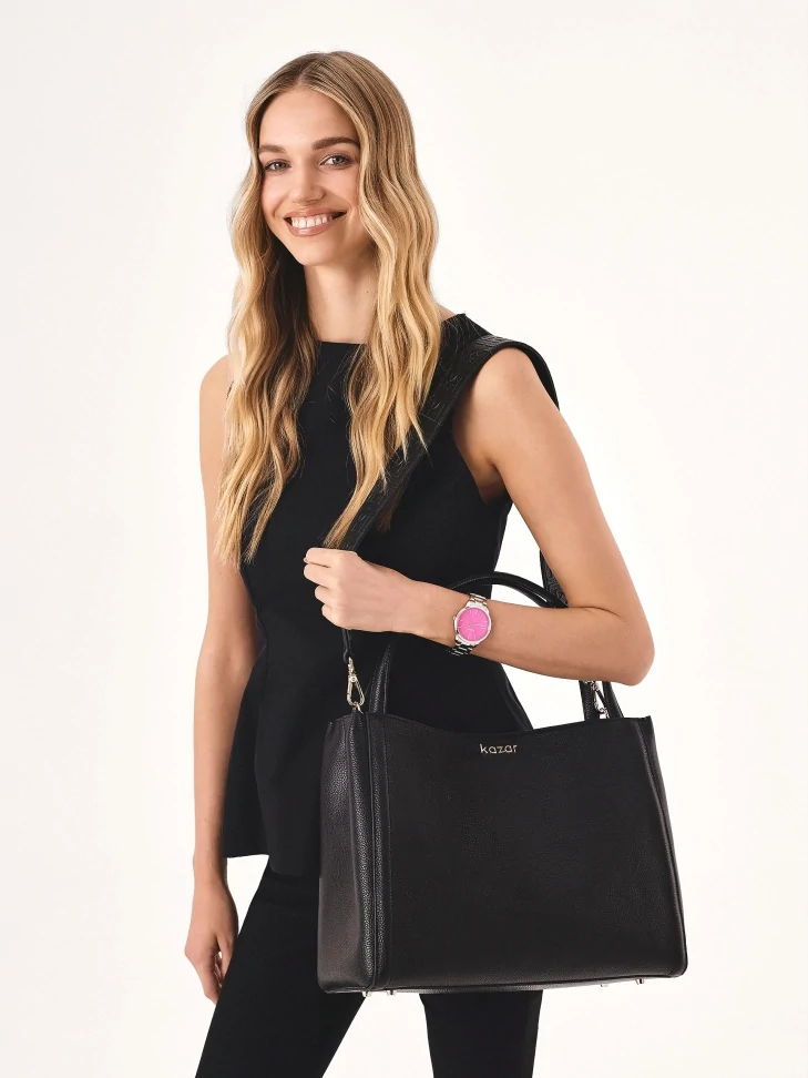 Kazar Large Black Soft Leather Handbag