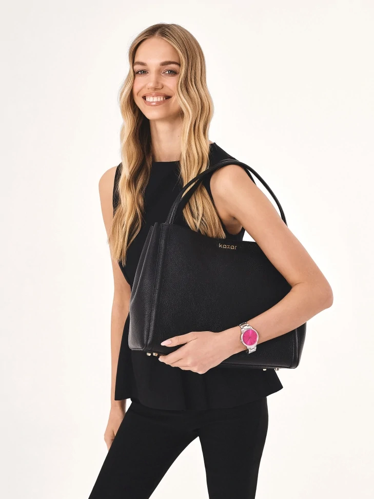 Kazar Large Black Soft Leather Handbag