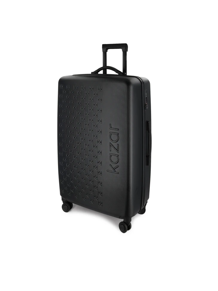 Kazar Large Black Suitcase With Embossed Pattern