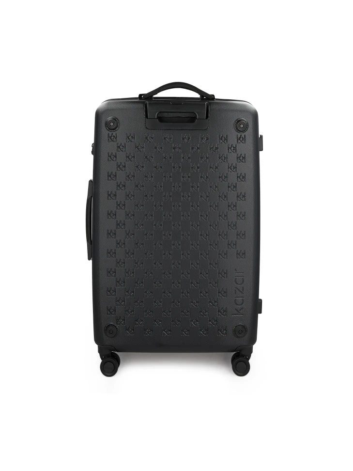 Kazar Large Black Suitcase With Embossed Pattern
