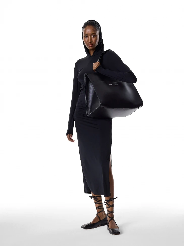Kazar Large Black Tote Bag With Pouch