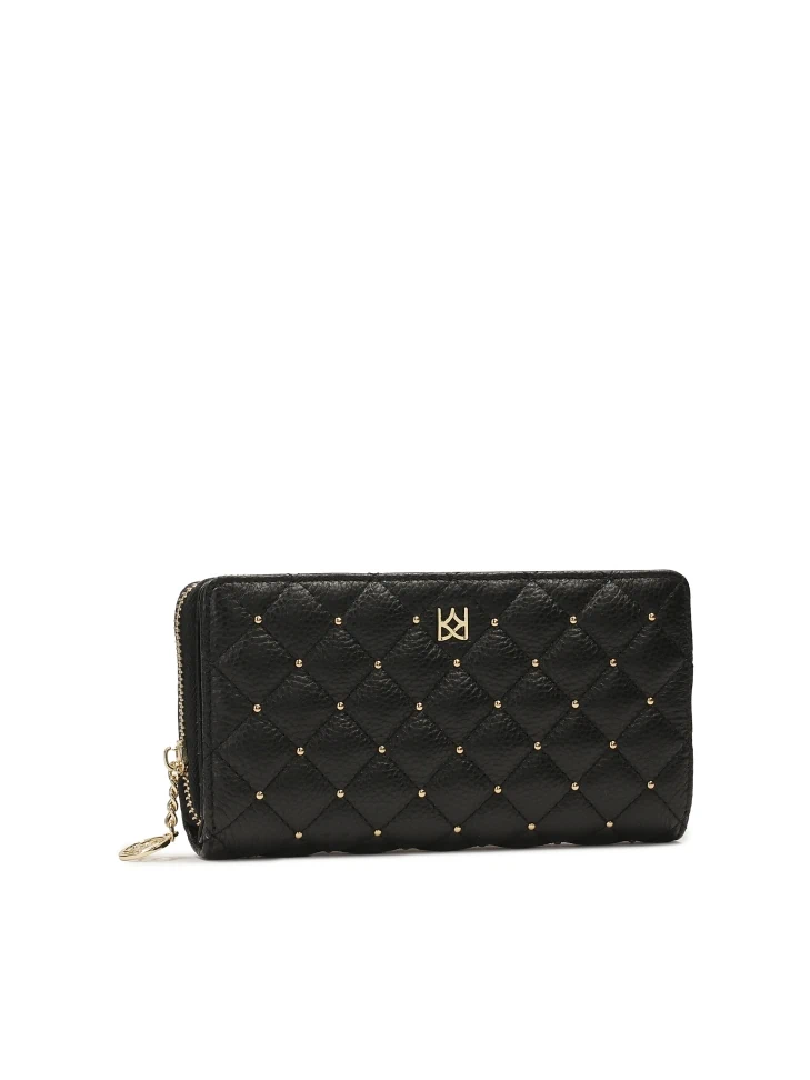 Kazar Large Black Zip Wallet Decorated With Rivets