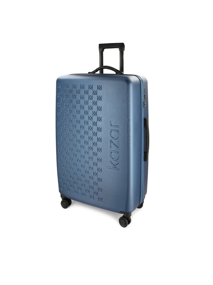 Kazar Large Blue Monogrammed Suitcase
