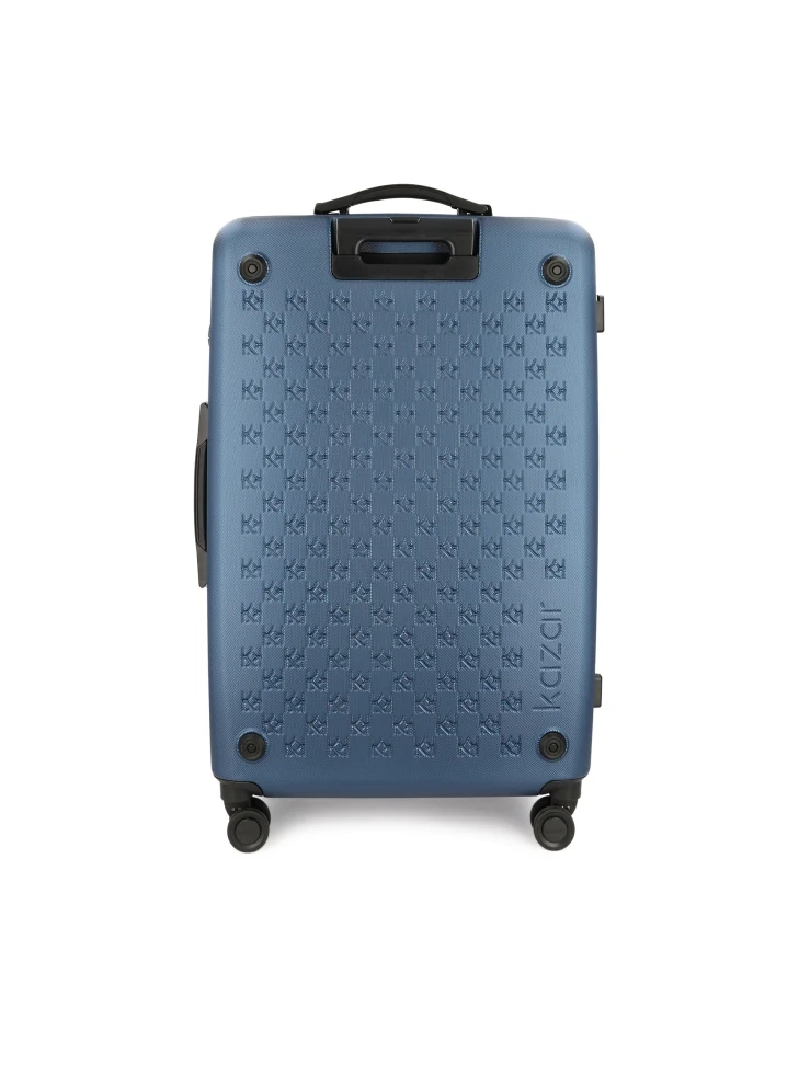 Kazar Large Blue Monogrammed Suitcase