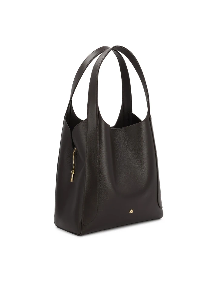 Kazar Large Brown Handbag With Long Handles