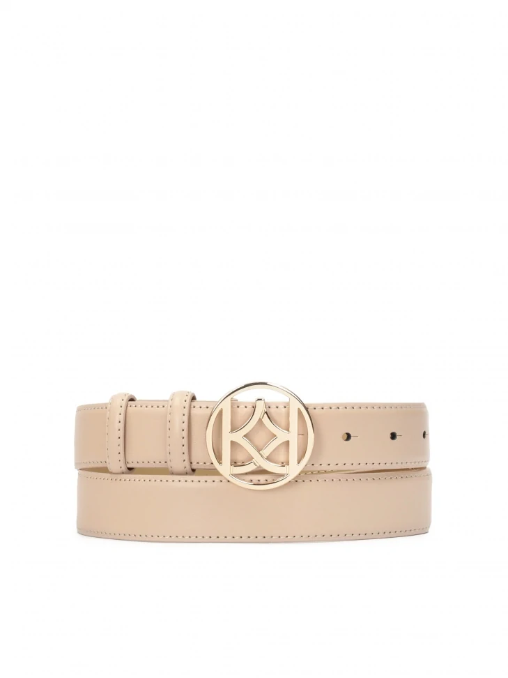 kazar Large buckle beige grain leather belt