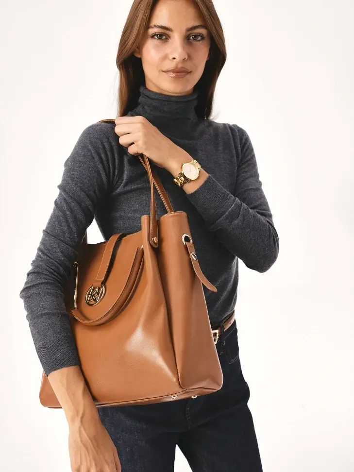Kazar Large Leather Handbag With Double Handles