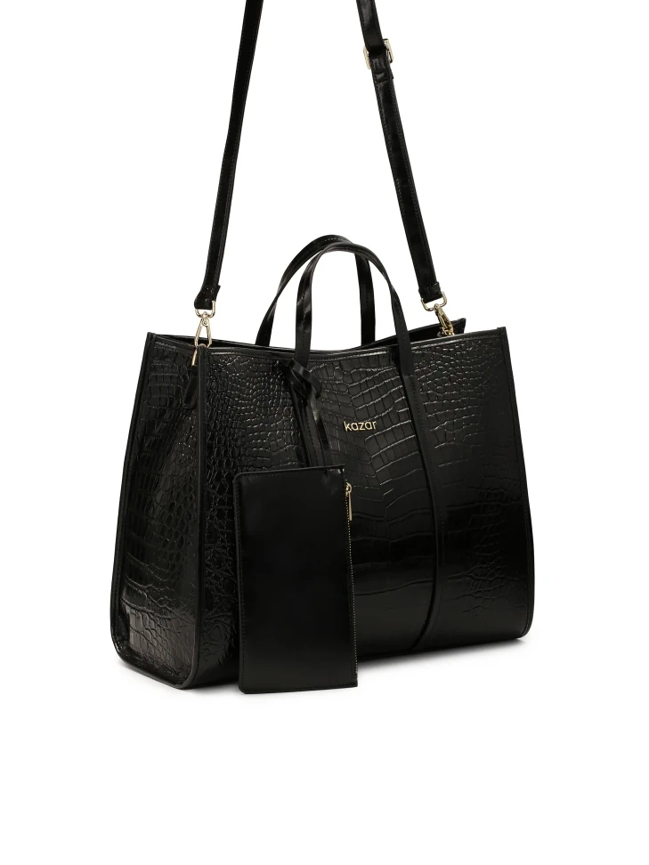 Kazar Large Leather Handbag With Exotic Pattern