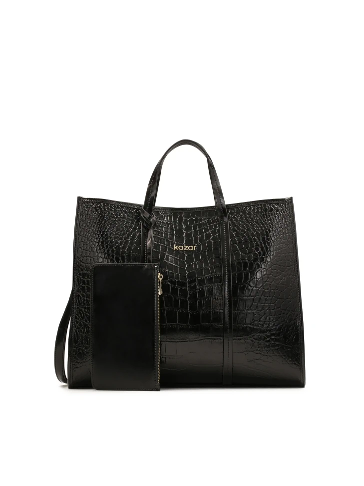 kazar Large leather handbag with exotic pattern