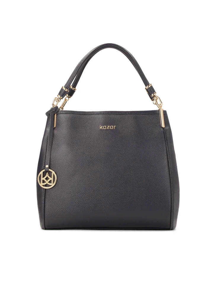 kazar Large navy blue handbag with pendant