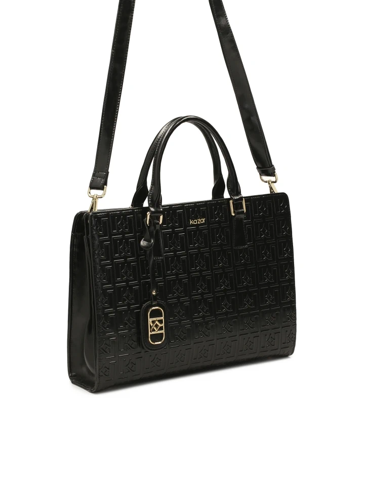Kazar Large Rigid Bag With Embossed Design