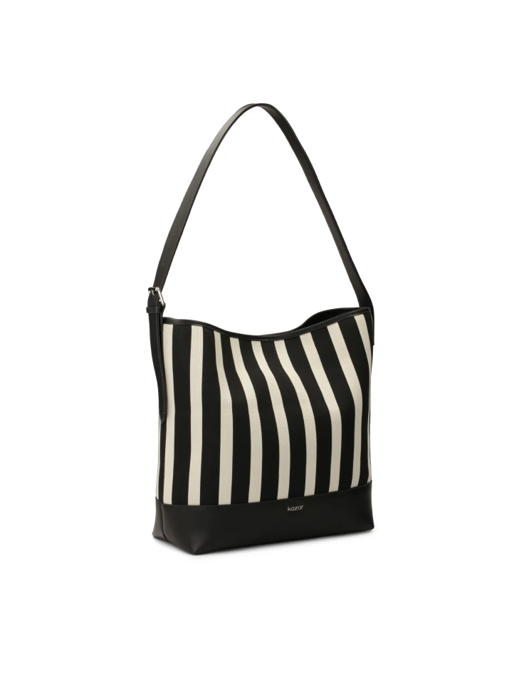 Kazar Large Striped Handbag In Fabric And Leather