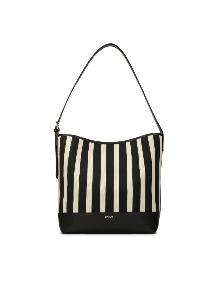 kazar Large striped handbag in fabric and leather