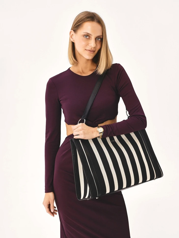 Kazar Large Striped Tote Bag