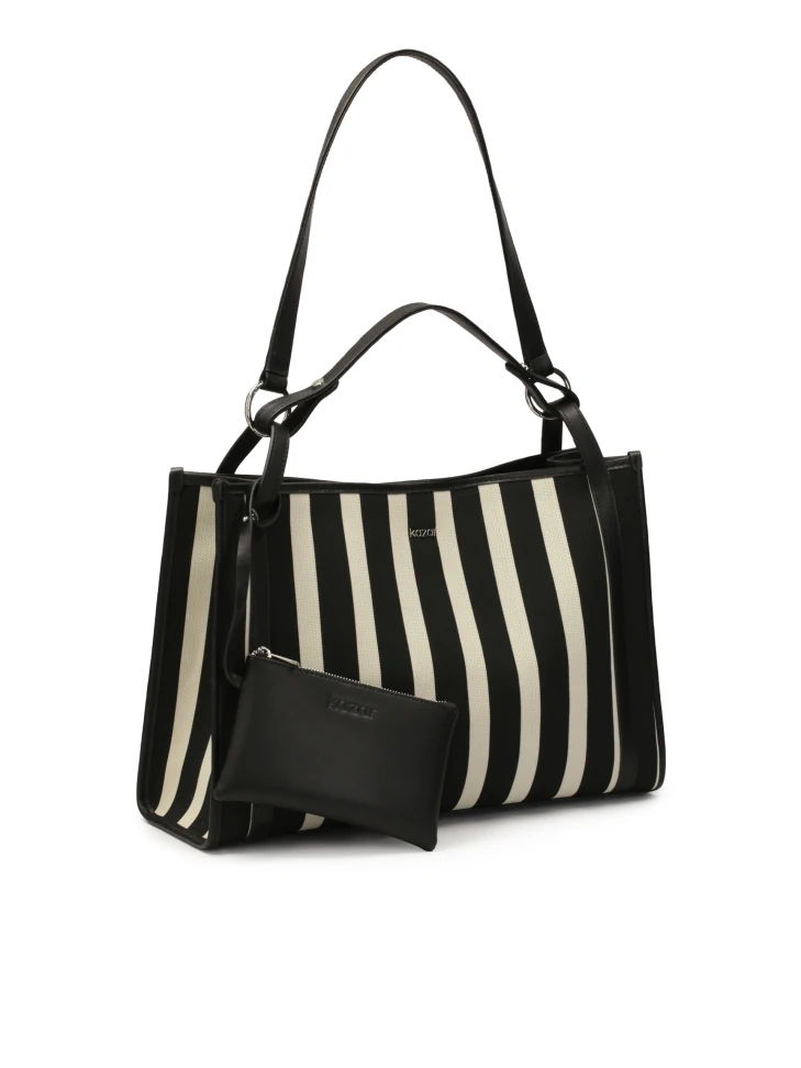 Kazar Large Striped Tote Bag