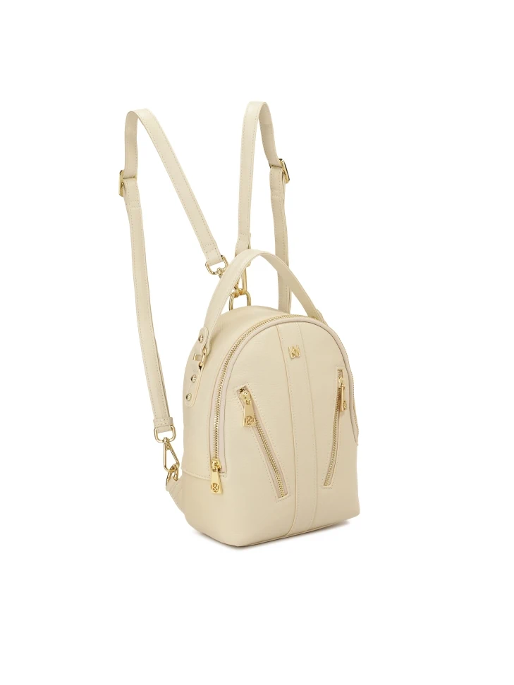Kazar Leather Backpack In Off-white Color