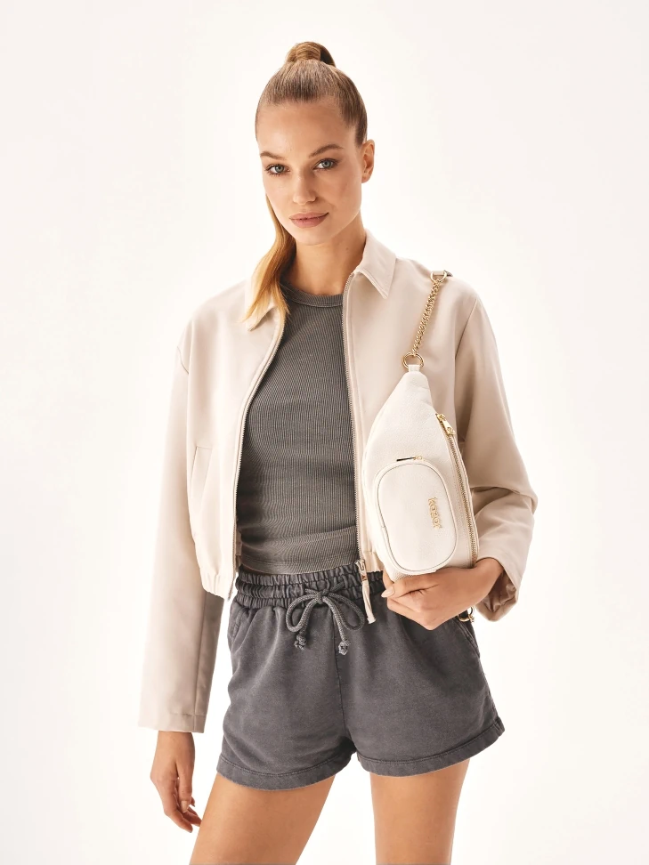 Kazar Leather Belt Bag In White Color