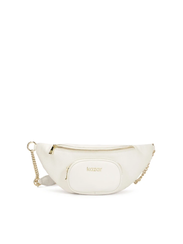 kazar Leather belt bag in white color