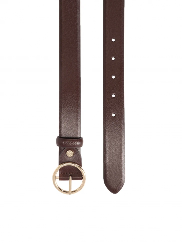 Kazar Leather Belt In Brown Color With Gold Buckle