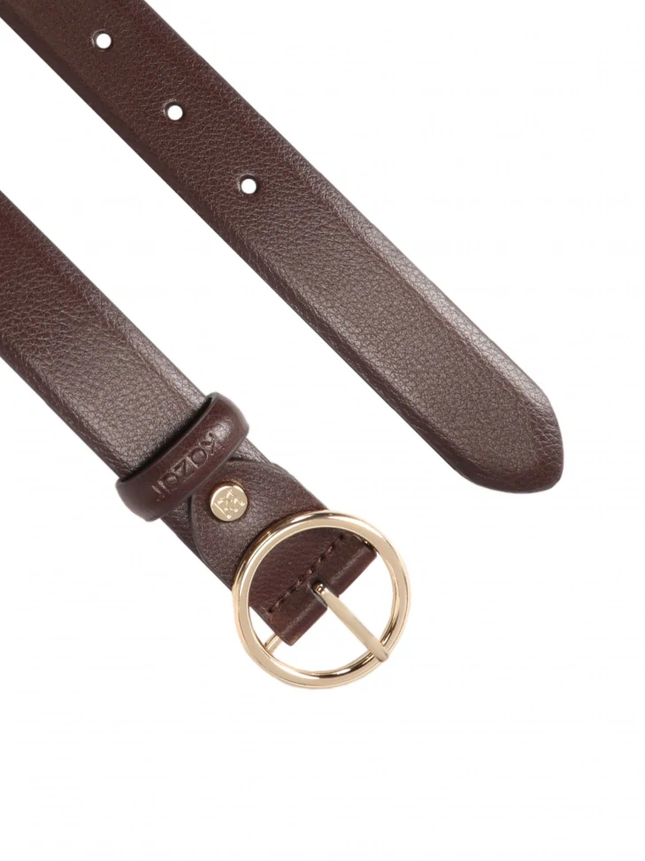 Kazar Leather Belt In Brown Color With Gold Buckle