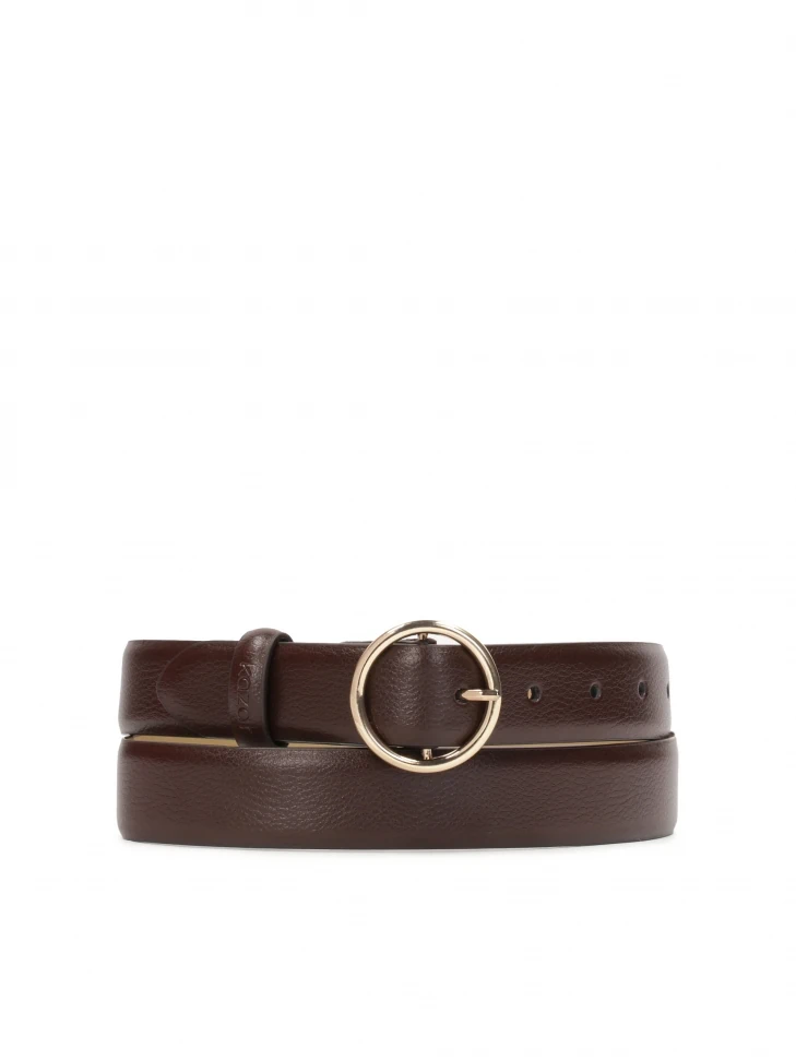 kazar Leather belt in brown color with gold buckle