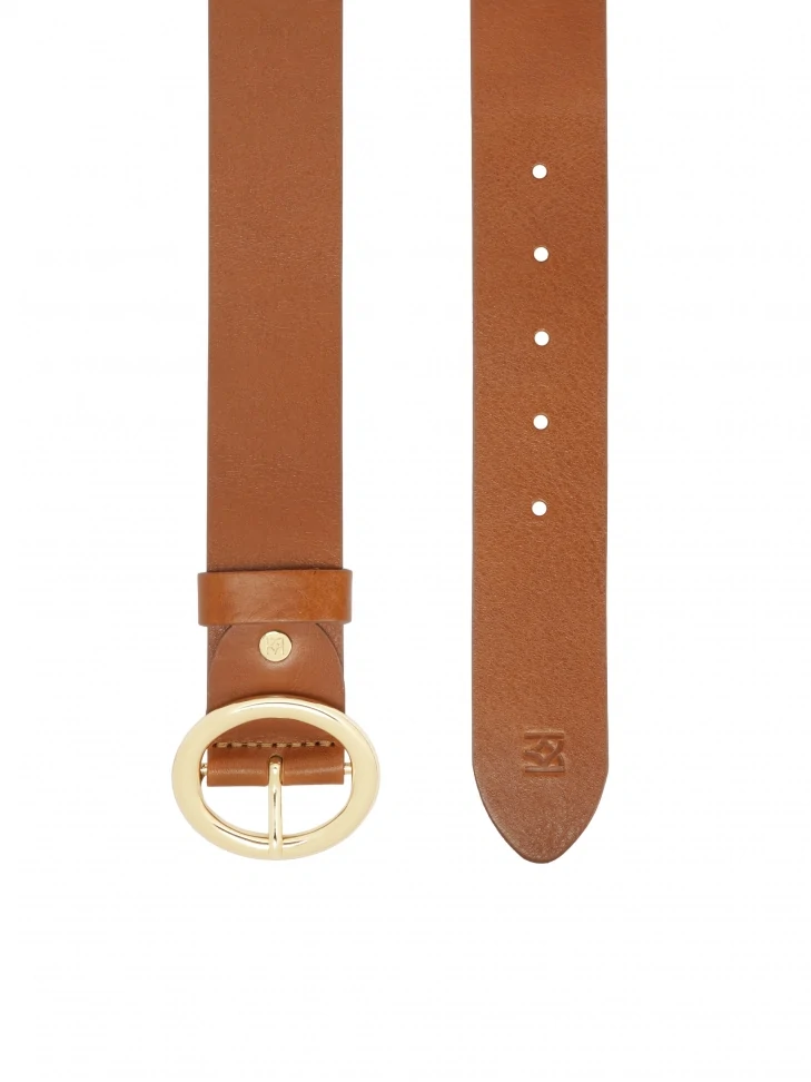 Kazar Leather Belt With Gold Buckle
