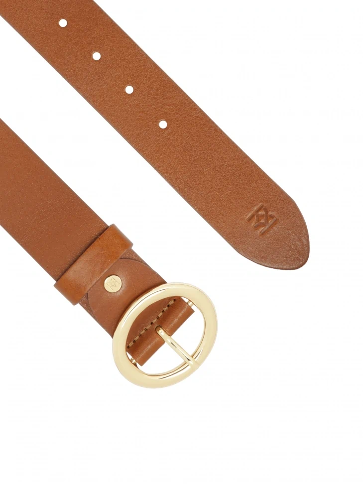 Kazar Leather Belt With Gold Buckle