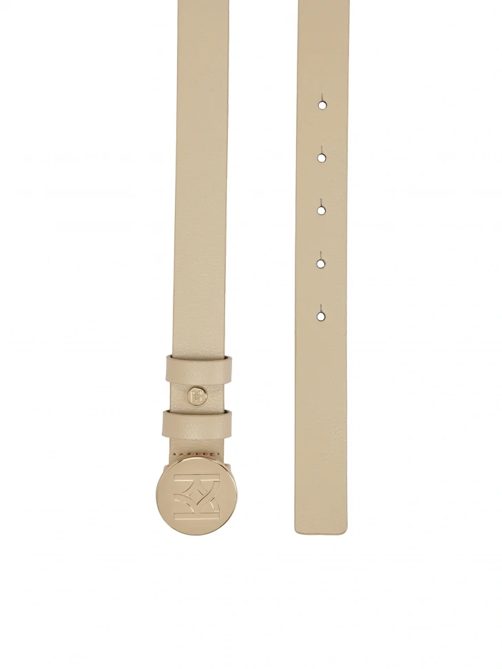Kazar Leather Belt With Round Buckle