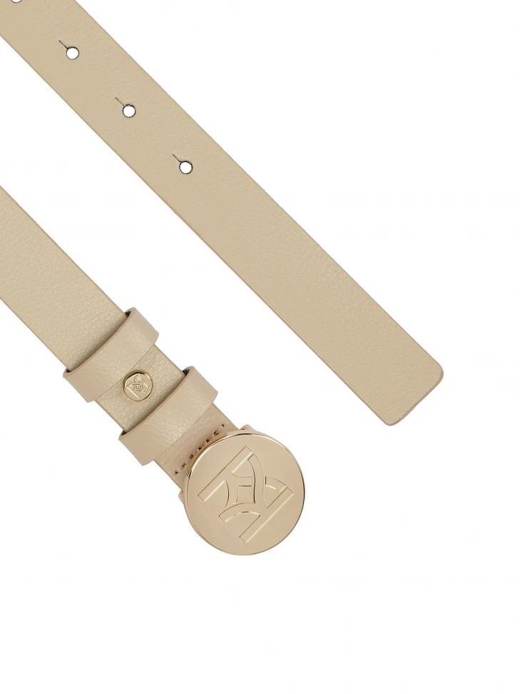 Kazar Leather Belt With Round Buckle